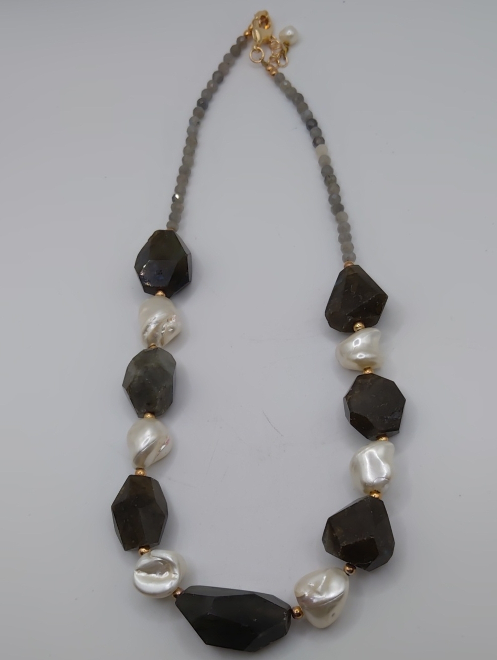 Labadorite And Faux Pearl Necklace - Picture 5 of 5